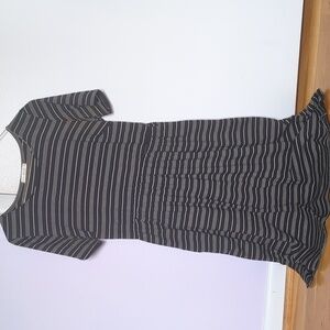 Chic Black and White Striped Midi Dress